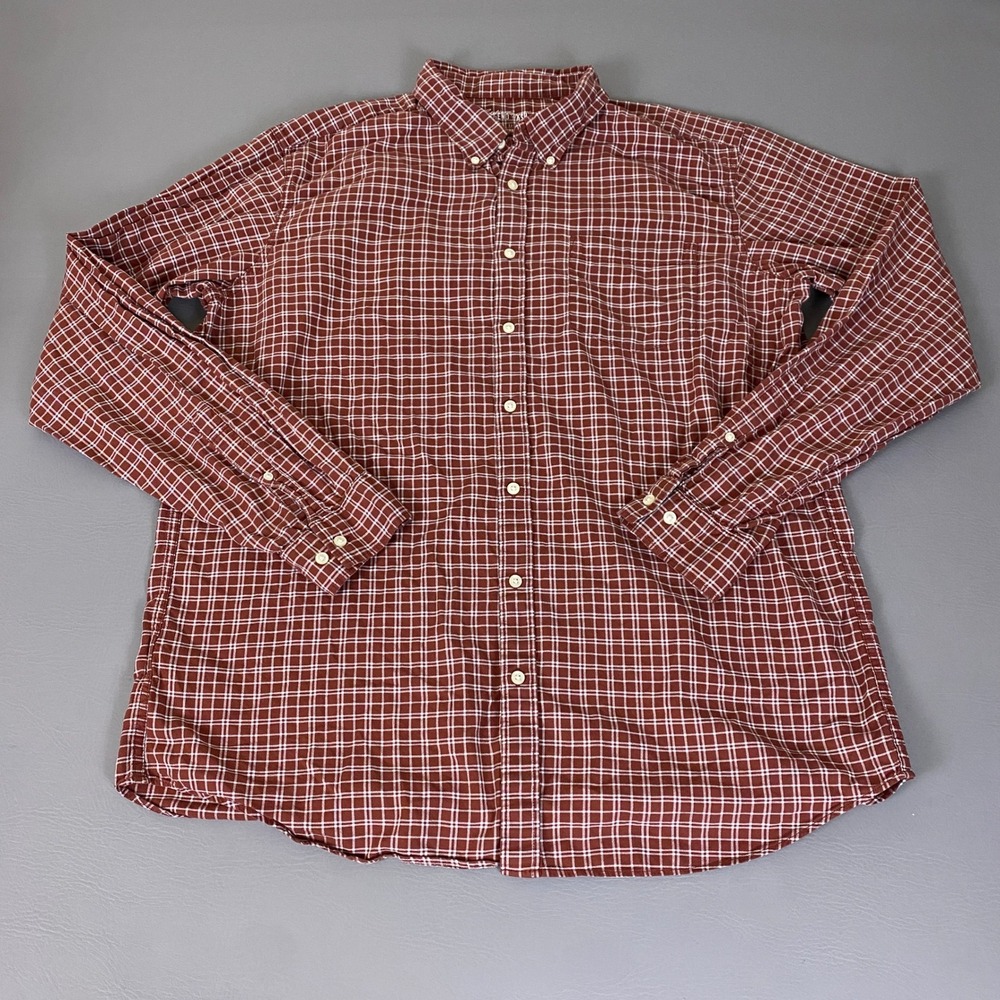 Eddie Bauer Legend Wash Button Down Shirt Men's XL Tall Classic Fit Plaid Brown